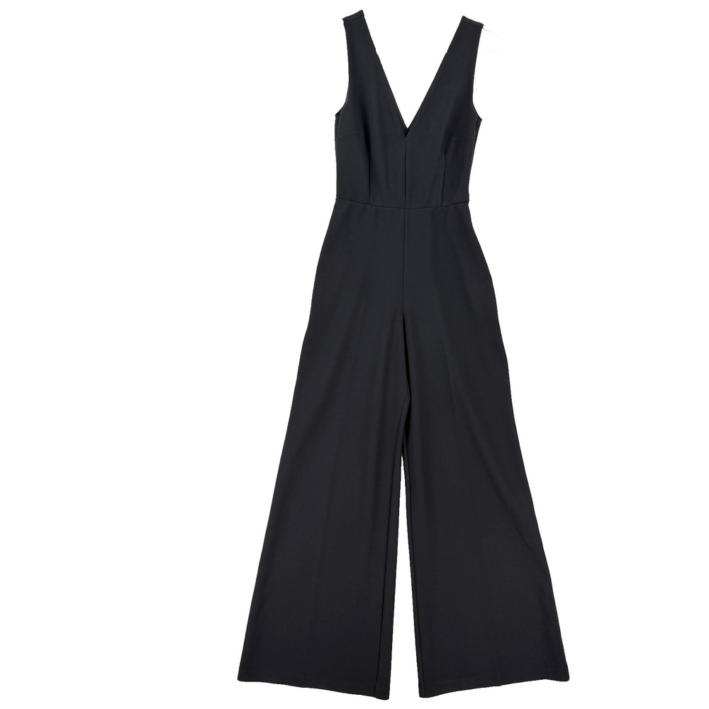 Abercrombie & Fitch Jumpsuit Womens Small Black V Neck Sleeveless Wide Leg Party